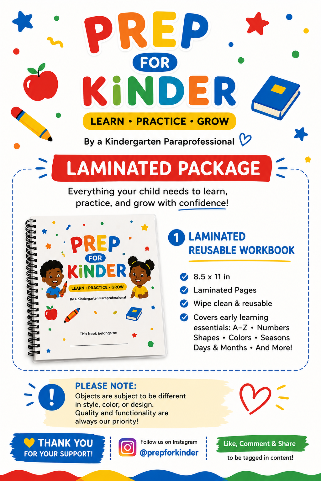 Laminated Workbook